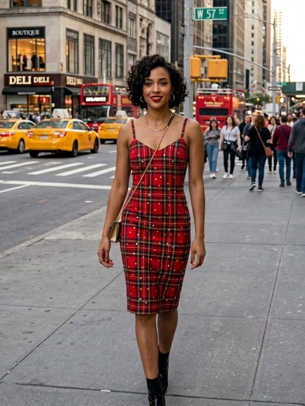 NWT dolce & Gabbana D&G Red Plaid Spaghetti Strap Bodycon Dress 42/S Wool Y2k